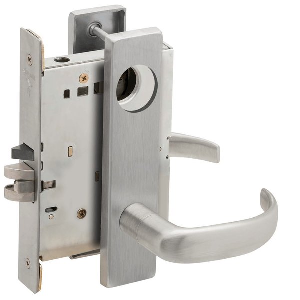 Schlage Grade 1 Classroom Mortise Lock, Less Cylinder, 17 Lever, L Escutcheon, Satin Stainless Steel Finish,  L9070L 17L 630